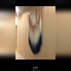 Ombre Fringe Macramé Wall Hanging - Cream to Navy